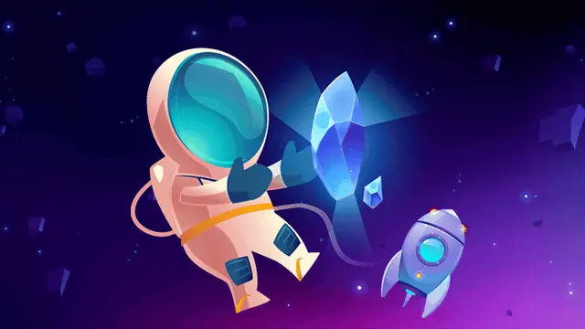 Galactic Wins welcome package astronaut and rocket