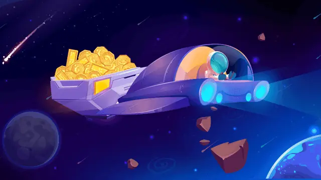 Spaceship loaded with gold coins